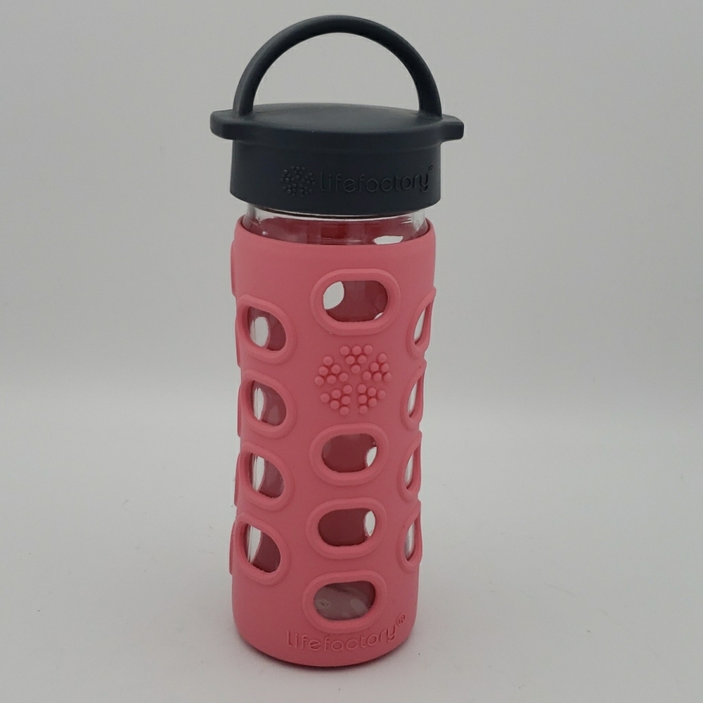 Lifefactory Pink 14oz Glass Water Bottle Reuseable